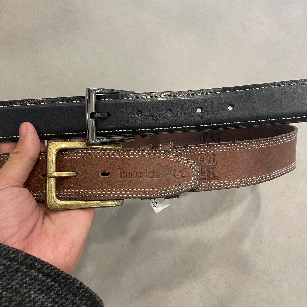 $170 2 Timberland & Duchamp Leather Belts Size S Men’s
